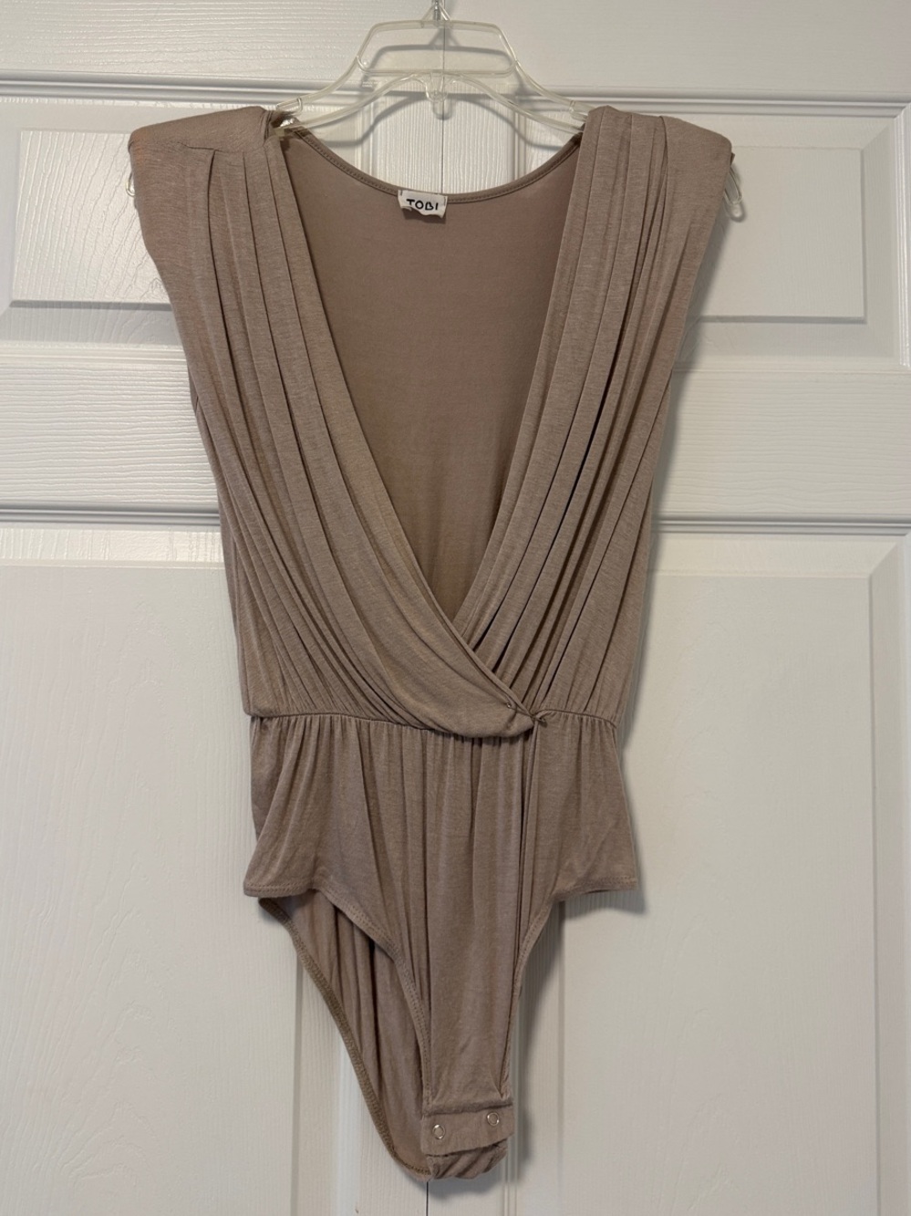 Tobi Taupe Plunge Wrap Bodysuit